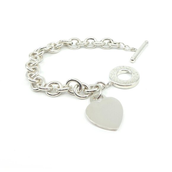 Tiffany & Co Sterling Silver Return to Tiffany Toggle Engravable Heart Bracelet - Picture 12 of 15